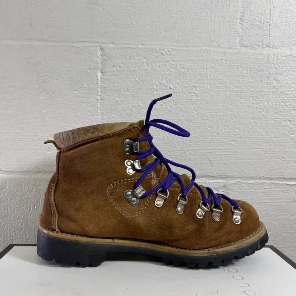 Vintage Dunham Brown Suede Mountaineer Hiking Ankle Boots Lace up Men's 7.5 M